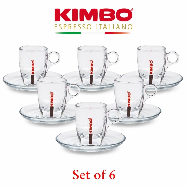Kimbo Glass Espresso Cups & Saucers Set of 6