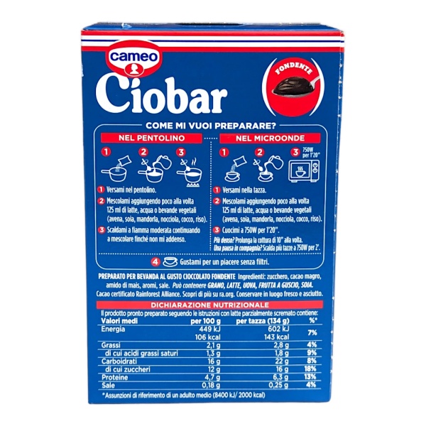 Cameo Ciobar Fondente Dark Hot Chocolate Mix, 115g (5 Sachets)