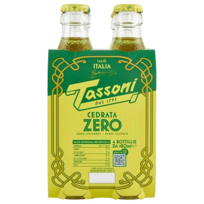 Tassoni Cedrata Zero 4x180ml – Iconic Italian Citron Soda