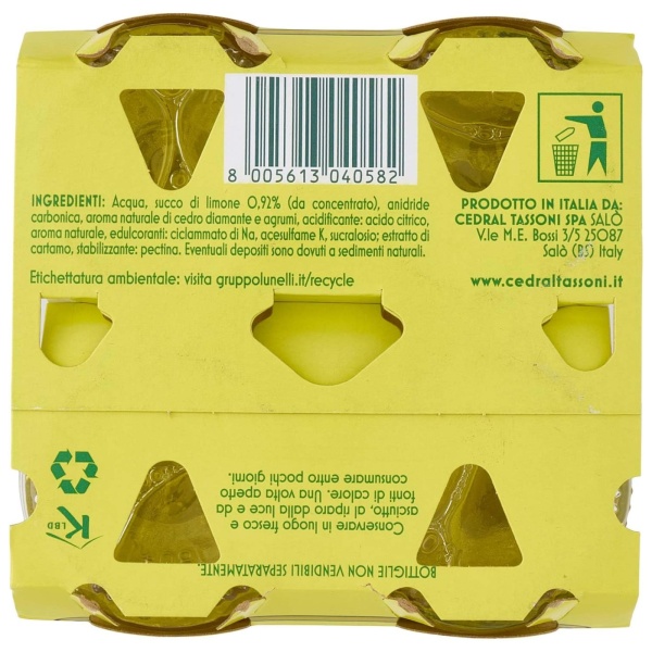 Tassoni Cedrata Zero 4x180ml – Iconic Italian Citron Soda