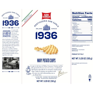 San Carlo Rustica Wavy Crisps 150g Italian Chips