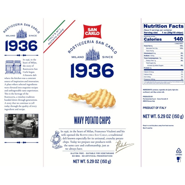San Carlo Rustica Wavy Crisps 180g Italian Chips