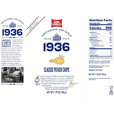 San Carlo Classic Potato Chips 50g – Crispy Italian Snack