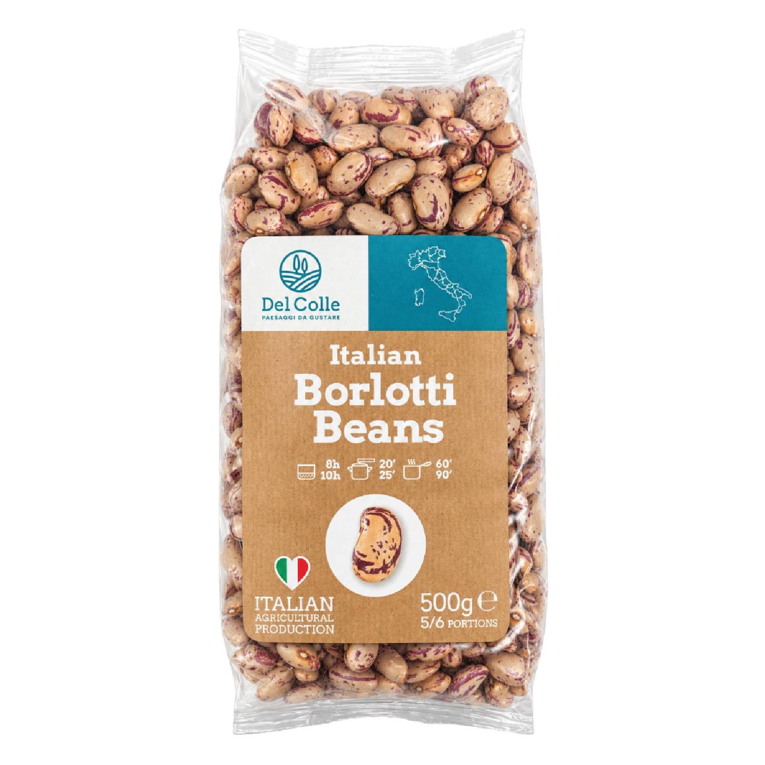Borlotti Beans 500g – Italian – Del Colle
