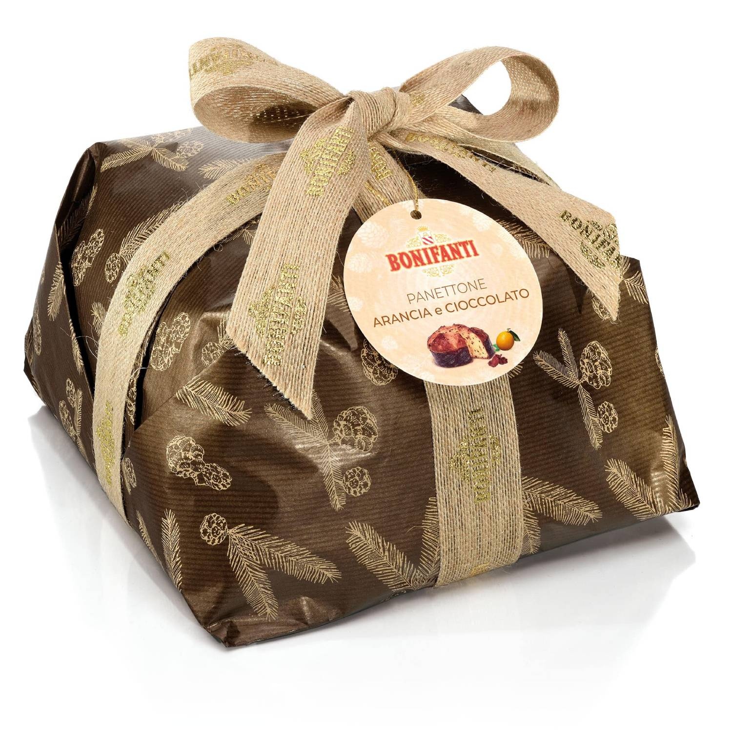 Orange & Chocolate Panettone 750g - Kraft Retro Wrapping - Bonifanti
