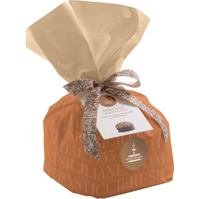 Panettone with Chocolate by Fiasconaro – 500g Hand-Wrapped Gift Bag