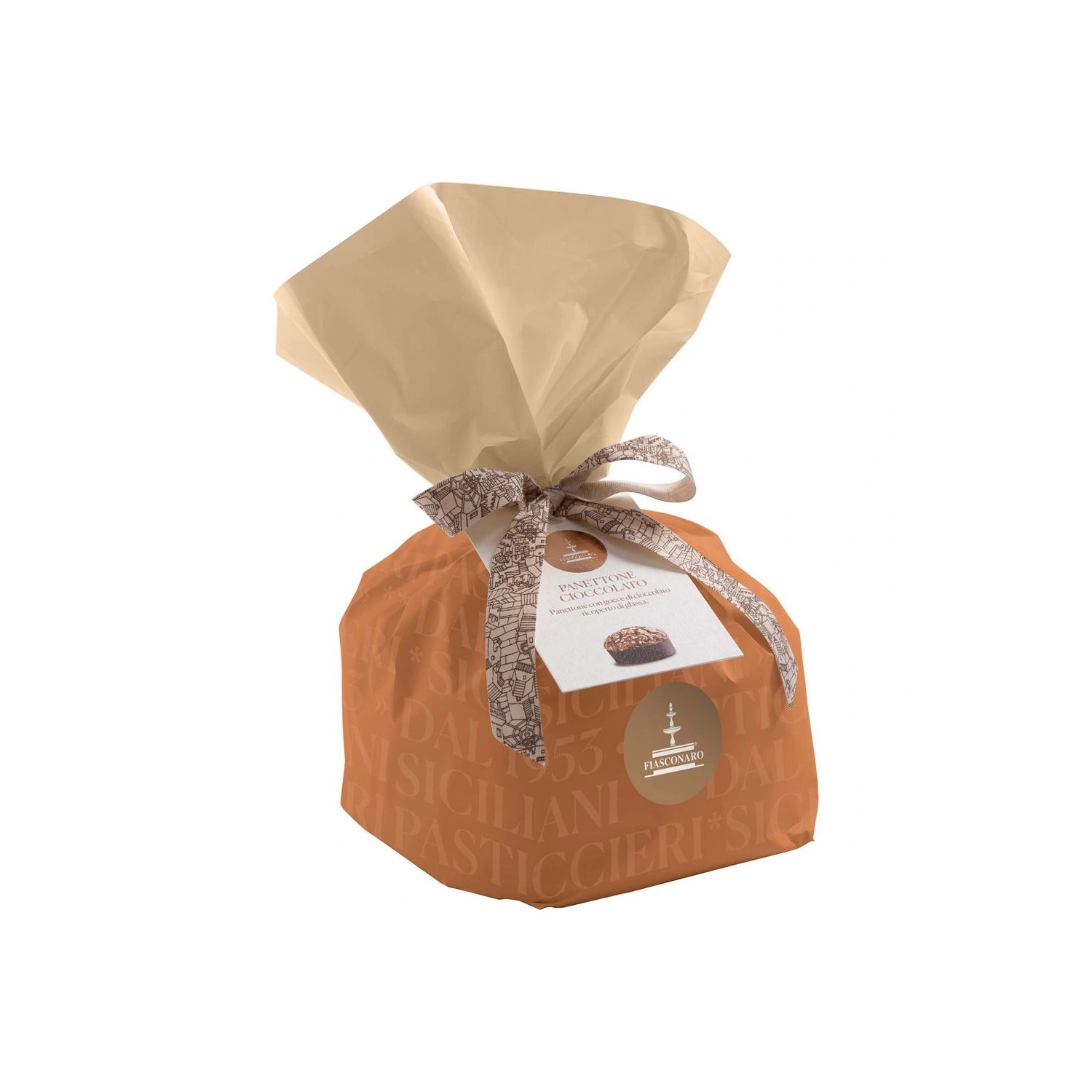 Panettone with Chocolate by Fiasconaro – 500g Hand-Wrapped Gift Bag