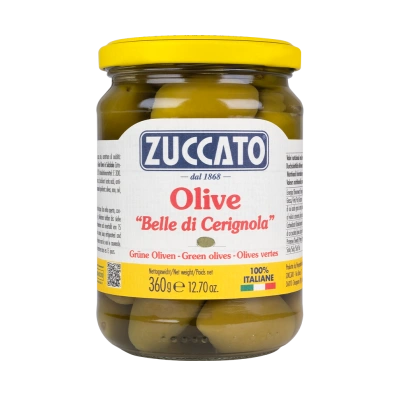 Olive Belle di Cerignola Zuccato 360g – Authentic Italian Green Olives